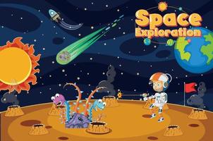 Scene with astronaut in space vector