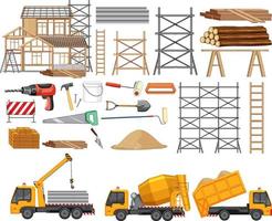 Set of construction site objects vector