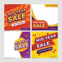 Mid Year Sale Social Media Template vector