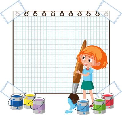Empty board template with children cartoon character