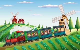 Train ride in the countryside vector