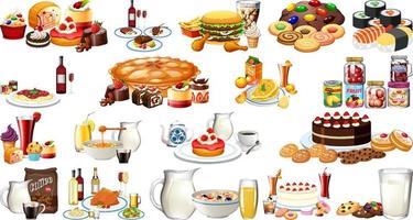 Foods and beverages set vector