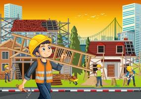 Building construction site background vector