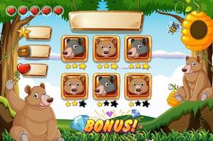 Game template with bears in forest vector