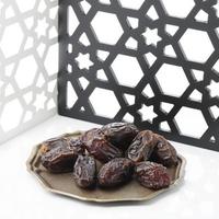 Fresh Medjool Dates. Ramadan kareem. Copy space. photo