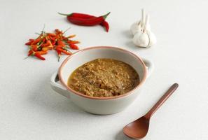 Sambal Tumpang is Tempe in Spicy Coconut Chili Paste, Traditional Indonesian Food from Kediri, East Java.
