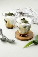 Green Grass Jelly or Cincau Hijau in a Glass photo