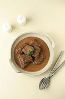Top View Daging Kelem, Traditional Food From Central Java, Indonesia. Made from Beef, Coconut Milk, and Spices. photo