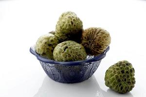 Custard Apple on Basket, Isolated on White photo