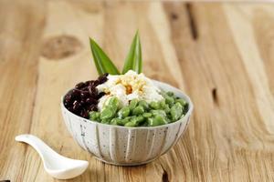 Malaysian Desserts Called Cendol. Cendol is Made From Crushed Ice Cubes, Red Bean, Variety of Sweets and Fruits. photo