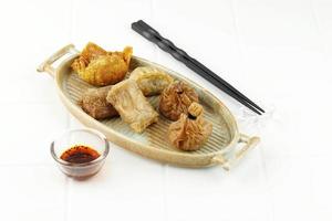 Various Deep Fried Dumpling Dim Sum for Dongzhi Festival, Served with Chilli Oil