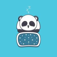 cute panda sleeping with pillow and blanket vector
