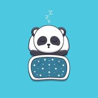 cute panda sleeping with pillow and blanket vector