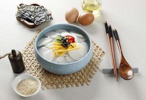 Korean traditional food rice cake soup, tteokguk photo