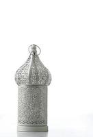 Ornamental White Moroccan, Lamp Arabic lantern on white Background.