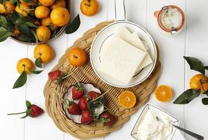 White Bread, Cream, and Fruit, Ingredient Making Japanese Fruit Sandwich photo