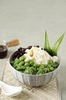 Malaysian Desserts Called Cendol. Cendol is Made From Crushed Ice Cubes, Red Bean photo