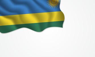 Rwanda flag waving illustration with copy space on isolated background vector