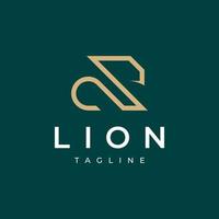 diseño de logotipo de león de contorno de arte lineal vector