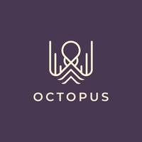 Octopus line art outline Logo Design vector