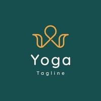 Yoga studio logo. Wellness health spa line icon. Meditation symbol. Zen harmony balance sign. Vector illustration.