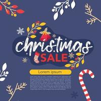 concepto de venta de navidad con hermosos colores y tipografía vector