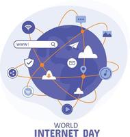 concepto del día mundial de internet con varias cosas relacionadas con internet vector