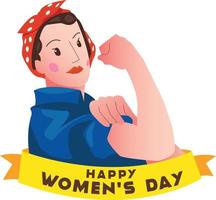 Illustration of world womens day celebration with female character clenching fist vector
