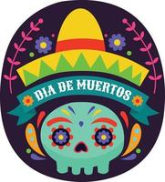 Flat design of dia de muertos with colorful illustrations vector