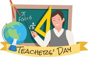 A teacher is teaching on the blackboard on world teachers day vector