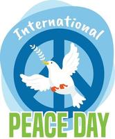 día internacional de la paz con una paloma como logo de la paz mundial vector