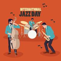 celebración del día mundial del jazz con un grupo de jazz en la ilustración de un concierto vector