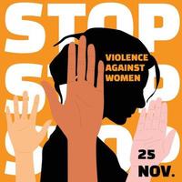 Hands and silhouettes of women in celebration of world day against violence against women vector