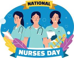 Three nurses are on duty at the hospital in celebration of nurses day around the world vector