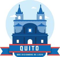 celebración de la fundación de quito con un edificio de la iglesia vector