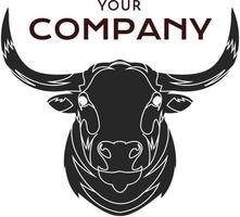 Front view of bull's head design for company logo vector