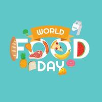 concepto de tipografía del día mundial de la alimentación con bonitos colores vector