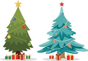 A collection of colorful Christmas tree illustrations vector