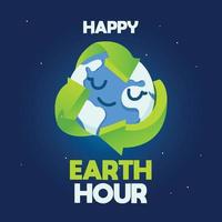 Happy earth hour concept with illustration of the sleeping earth vector