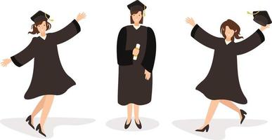 Three women are happy to have graduated from university vector