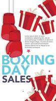 Boxing day banner with boxing gloves and a gift for sale vector