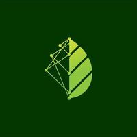 technology nature logo. combination leaf and network vector