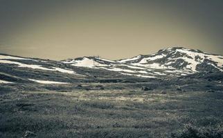 Hydalen panorama view from top of Hydnefossen waterfall Norway Hemsedal. photo