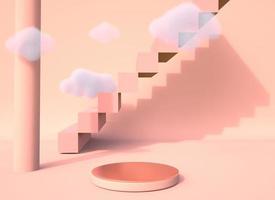 Background 3d rendering with podium and minimal cloud scene, minimal product display background. photo