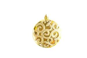 Christmas tree toy-round shape, flat suspension. Isolate on a white background. New year, decoration with relief ornament photo