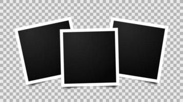 Empty photo frames mockup isolated on transparent background. Scrapbook design. Set of template photo frames with shadow. vector