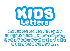 Lindas letras para niños aisladas sobre fondo blanco. fuente lista, alfabeto para el diseño de estampados infantiles, diseños y más. letras vectoriales brillantes para imprimir.