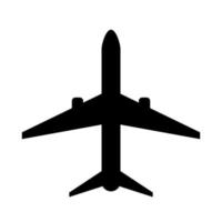 Vector plane icon isolated on white background. Silhouette, symbol, icon, sign of the plane.