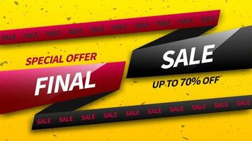 Final sale banner design template. Special offer. Up to 70 off. Vector abstract banner. Template ready for use in web or print design.