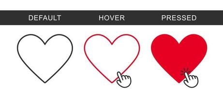 Button add to favorites. Vector heart shape icon for web design, online store and app. Modern flat heart icon.